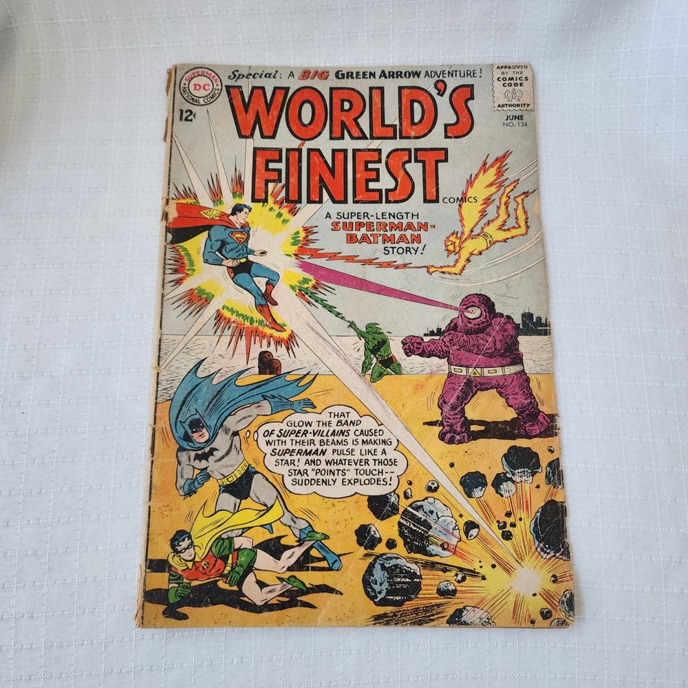 DC Comics Worlds Finest No 134 June 1963 Superman Batman Green Arrow Silver Age